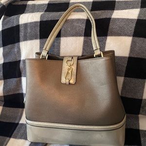 Kate Landry Two Toned Bronze Handbag with Tassel